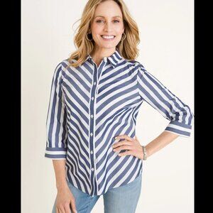 Chico’s No-Iron Cotton Striped Stain Shield Shirt